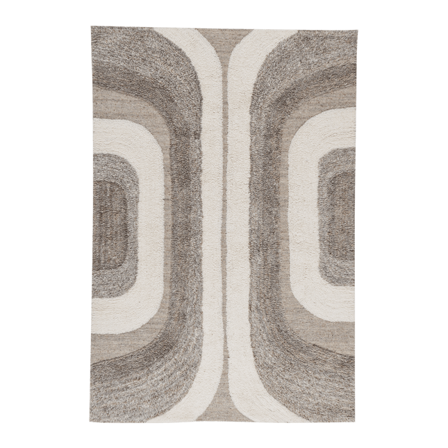 Wollen Vloerkleden - Woood vloerkleed Moro Wol/Katoen Grijswit 170x240cm - Vloerkledenloods