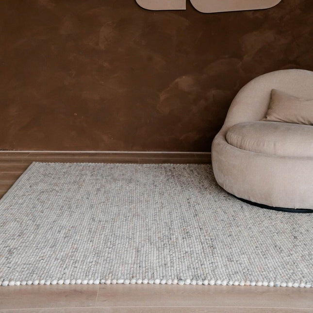 Wollen Vloerkleed Beige/Wit Gemeleerd Vik - Vloerkledenloods